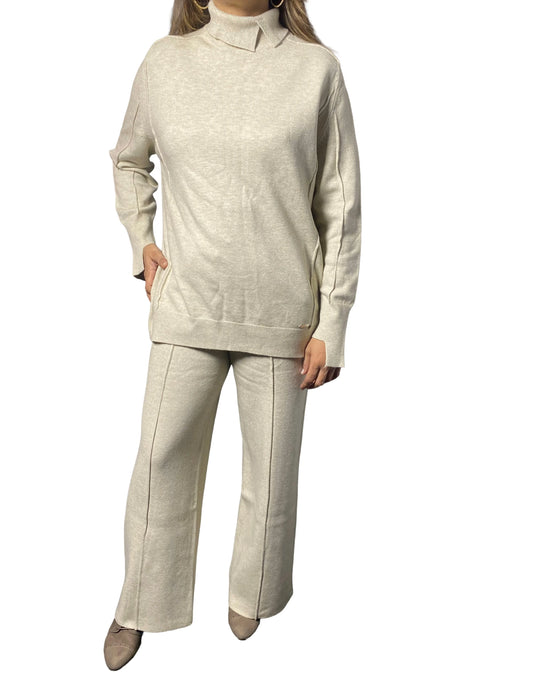 Light beige two piece knit cord set