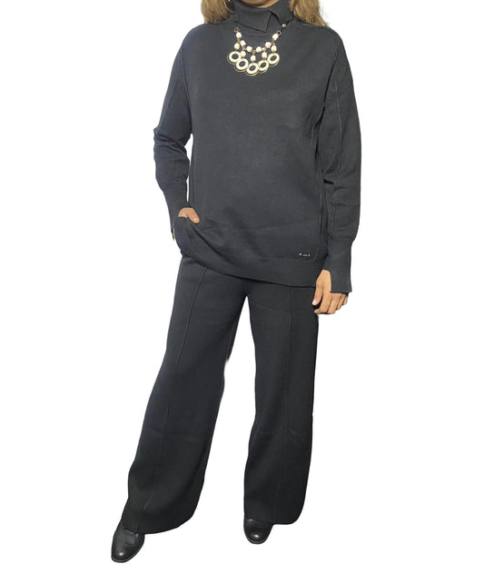 Black two piece knit cord set