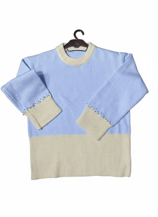 Pastel sky blue women’s knitted sweater