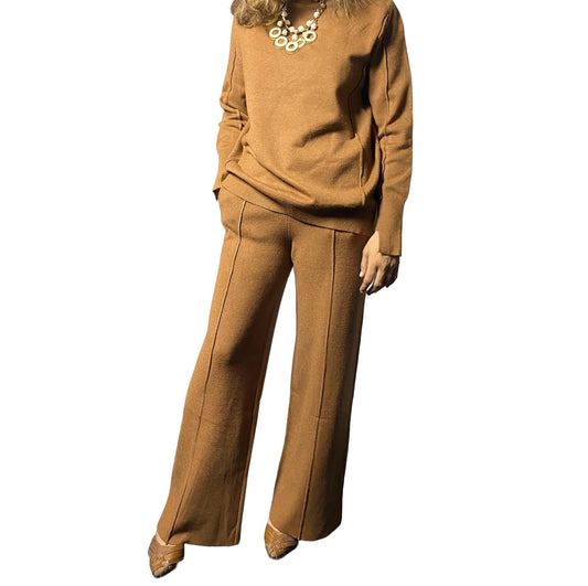 Caramel brown two piece knitted co-ord set
