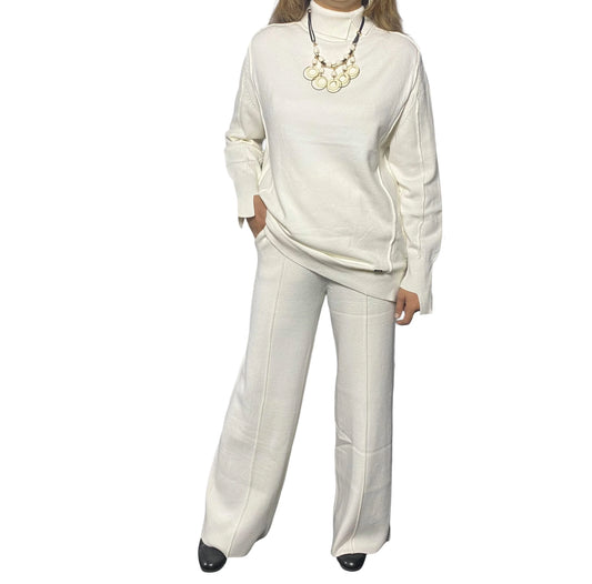 White two piece knit cord set